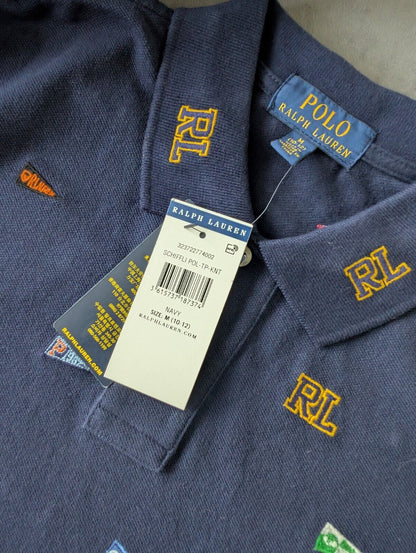 New Ralph Lauren Boys Navy Embroided Polo T Shirt Age 10 Smart Gift Casual