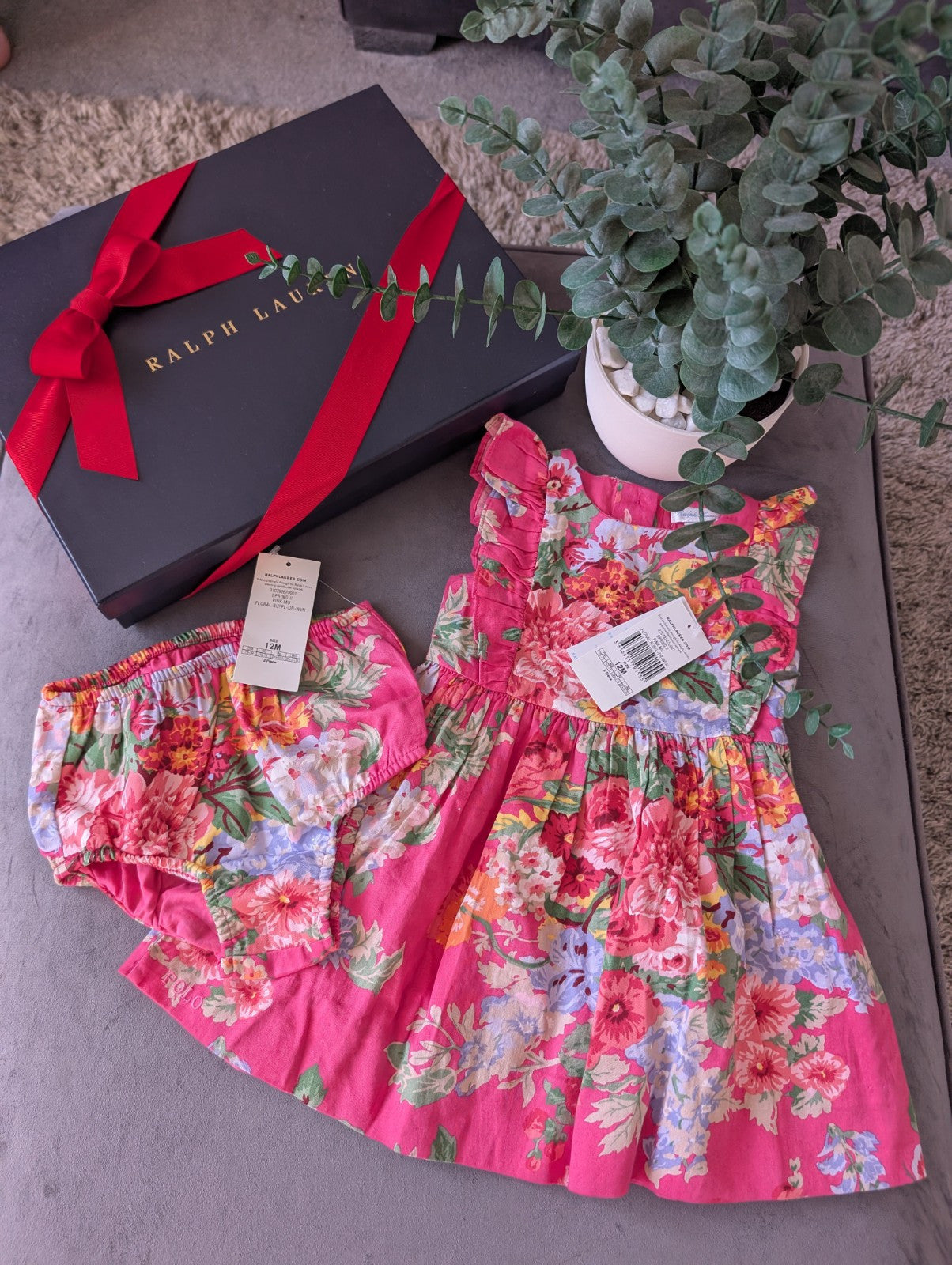 New Ralph Lauren Baby Girls Ditsy Floral Dress Occasion Pretty 9-12m Gift Cute