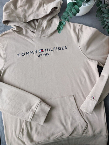 Worn Once Boys Tommy Hilfiger Sand Beige Smart Hoodie Age 16 Smart Embroidery