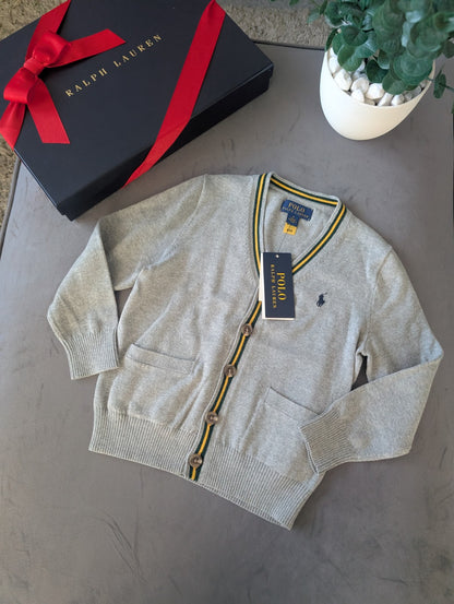 New Smart Ralph Lauren Grey Boys Polo Cardigan Buttoned Grey Smart 4yr Occasion