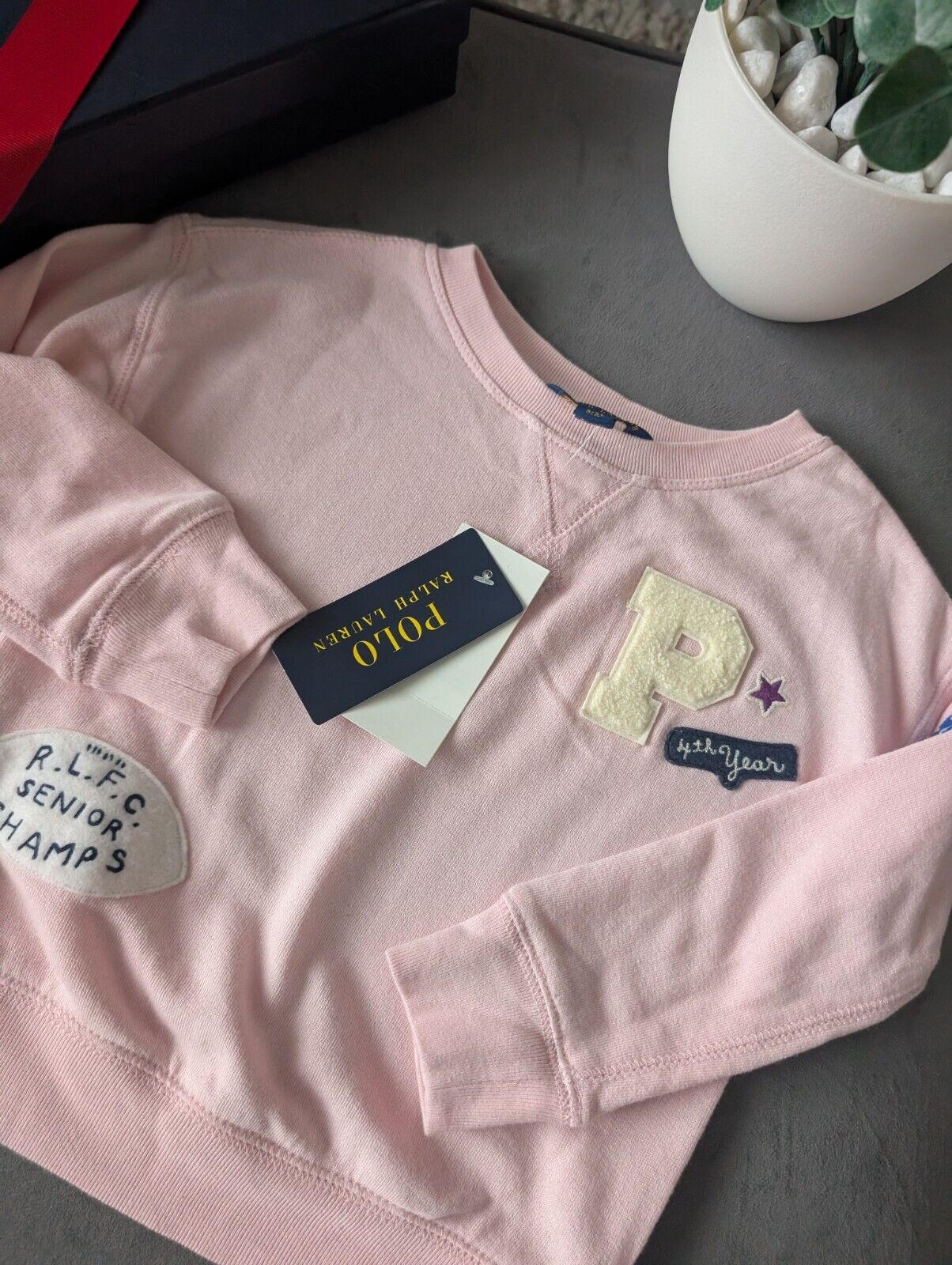 New Stunning Ralph Lauren Pink Embroidery Rugby Jumper 3yrs Cute Patchwork Gift