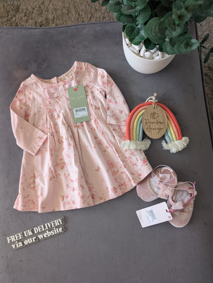 New Ted Baker Baby Girl Dress + Shoes Outfit Set Gift Frill 0-3m Floral Magical