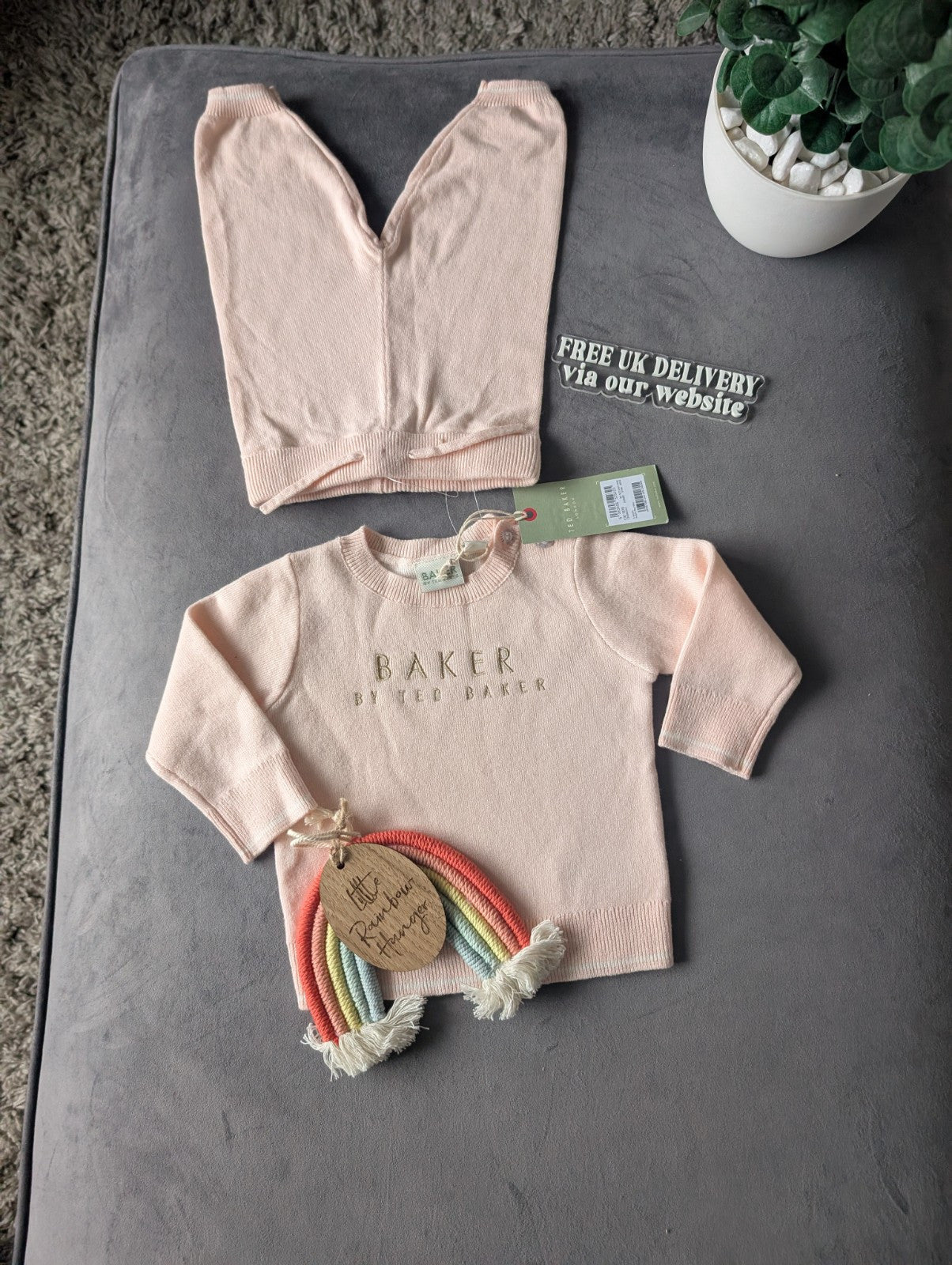 New Ted Baker Baby Girl Legging Top Outfit Set Gift Frill 3-6m Pink Knit Cute