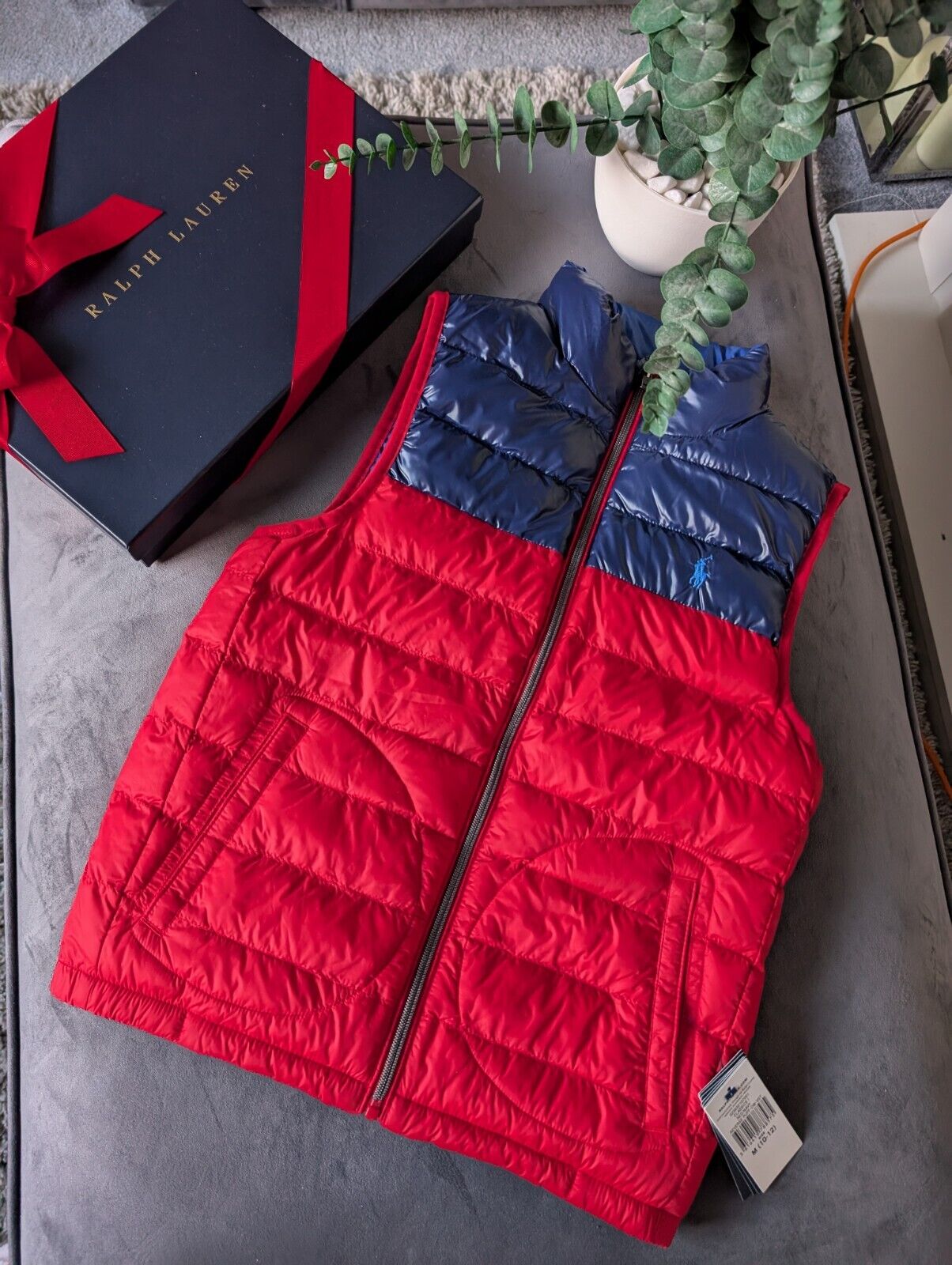 New Ralph Lauren Boys Reversible Red Blue Gilet Bodywarmer 8-10y Puffer £129