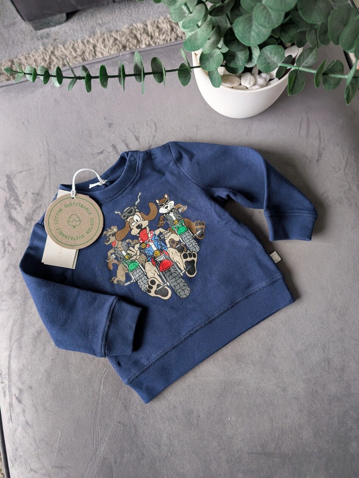 New Stella McCartney Kids Dog Biker Baby Sweater Jumper Boys UK 6 Months Navy