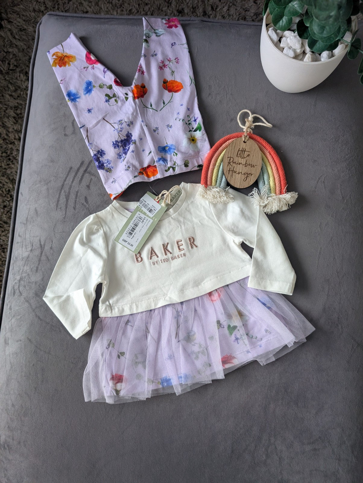 New Ted Baker Baby Girl Legging Top Outfit Set Gift Frill 3-6m Floral Pretty