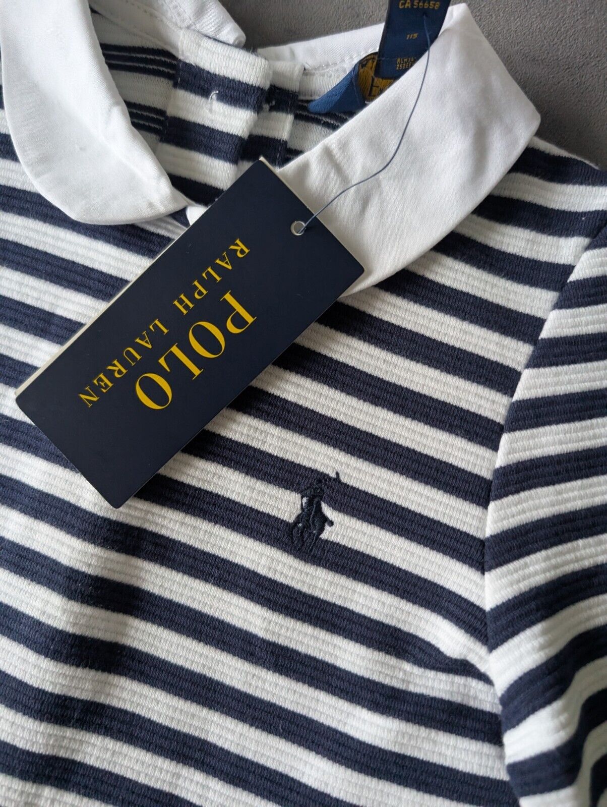 new polo Ralph Lauren French Navy/White Stripe dress Girls Age 5yr ribbed smart