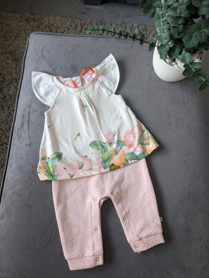 Bnwot Ted Baker Baby Girl Sleepsuit Outfit/romper Quilted Frill Gift 3-6 Floral