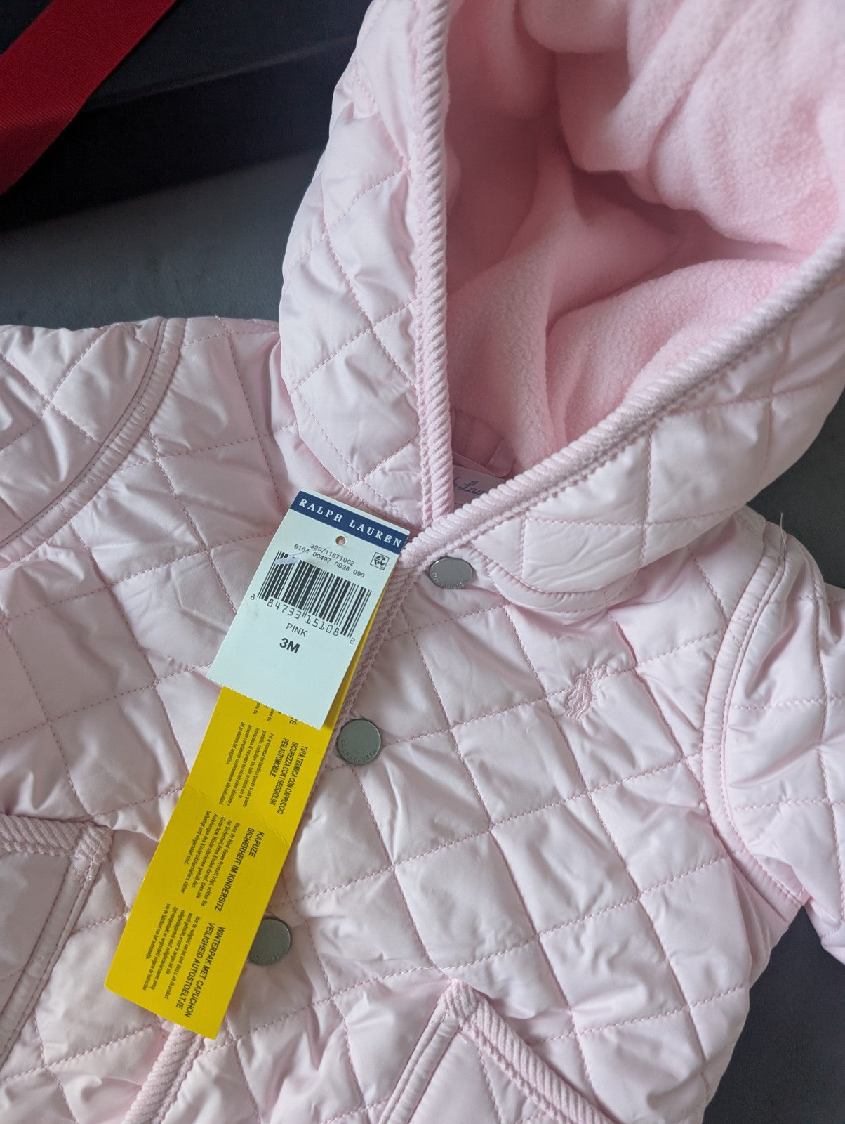 New ralph lauren Baby Pink quilted fleece lined pram suit snowsuit 0-3m Gift