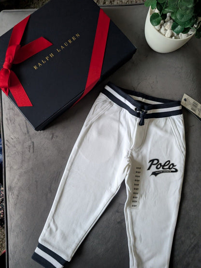 New Ralph Lauren Boys White Logo Jogging Bottoms Age 2 Smart Gift RRP £54 Smart