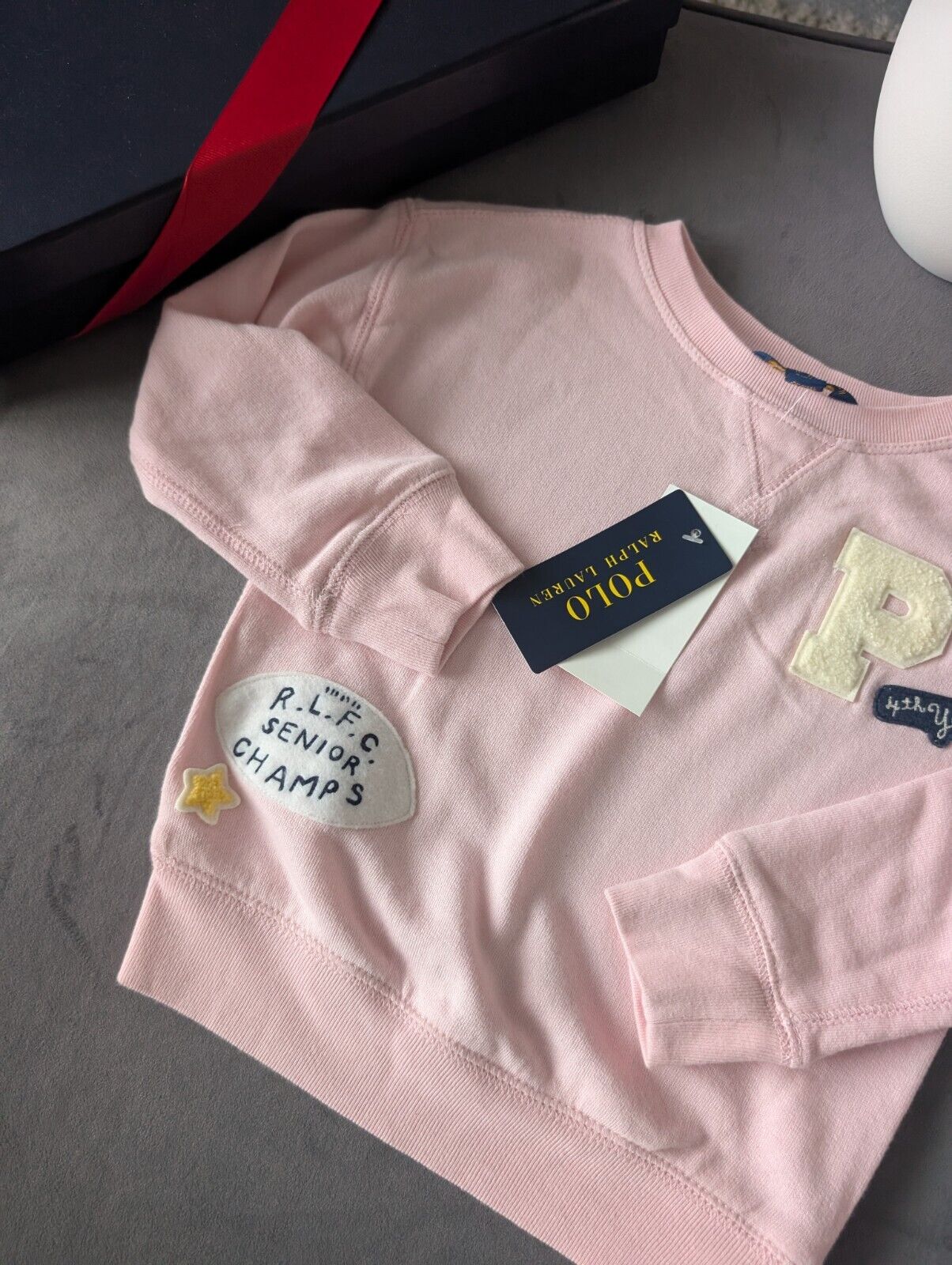 New Stunning Ralph Lauren Pink Embroidery Rugby Jumper 3yrs Cute Patchwork Gift