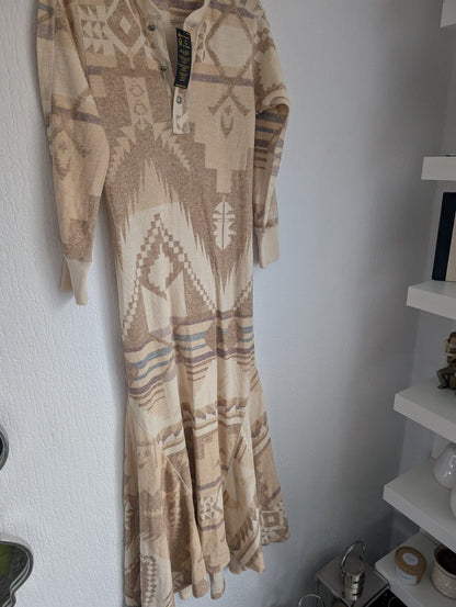 New Stunning Polo Ralph Lauren Southwestern Henley Printed Maxi Dress UK S Maxi