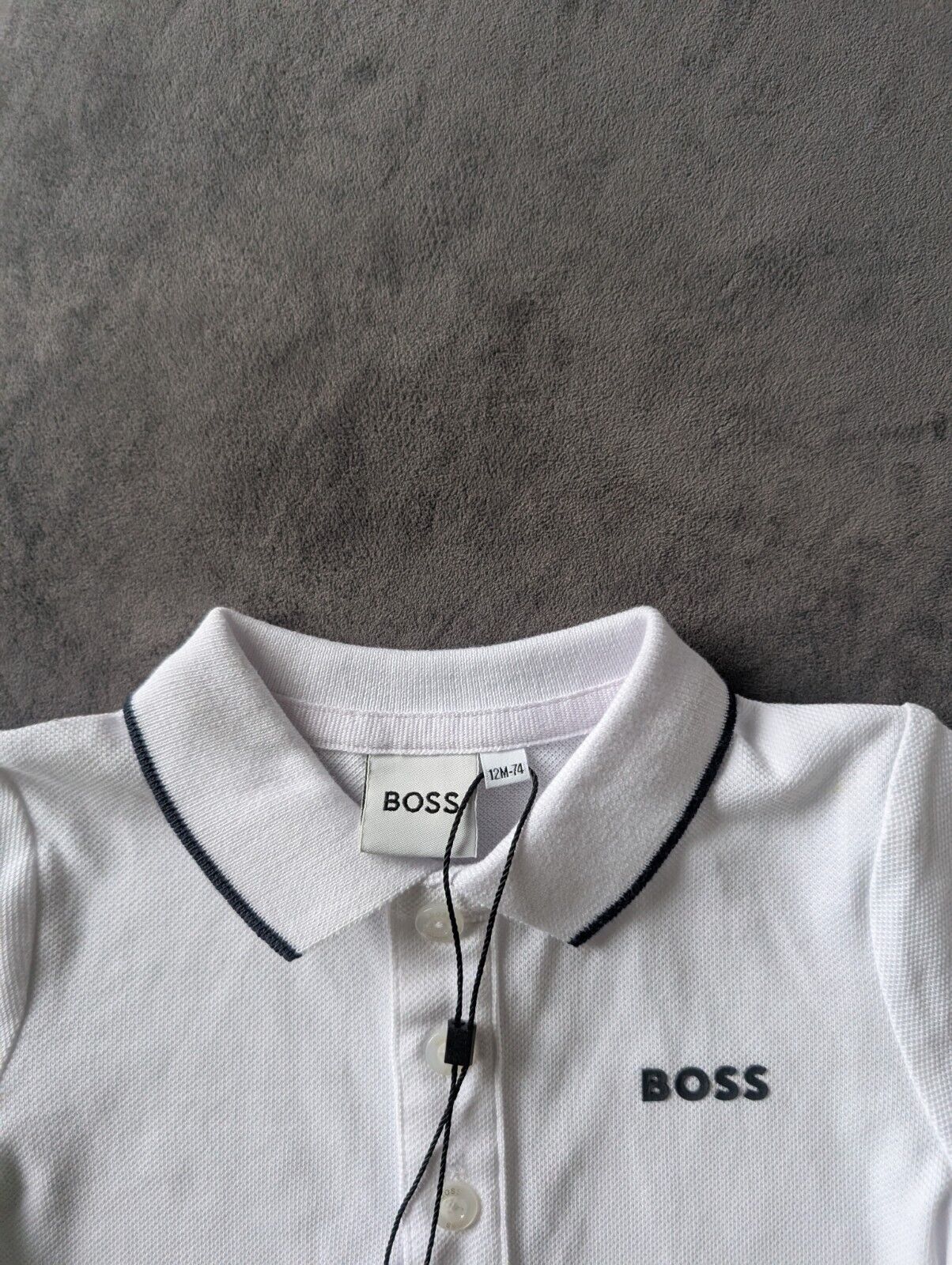 New Hugo Boss Baby Boy Smart White Polo T Shirt Age 9-12m Occasion Gift RRP £55