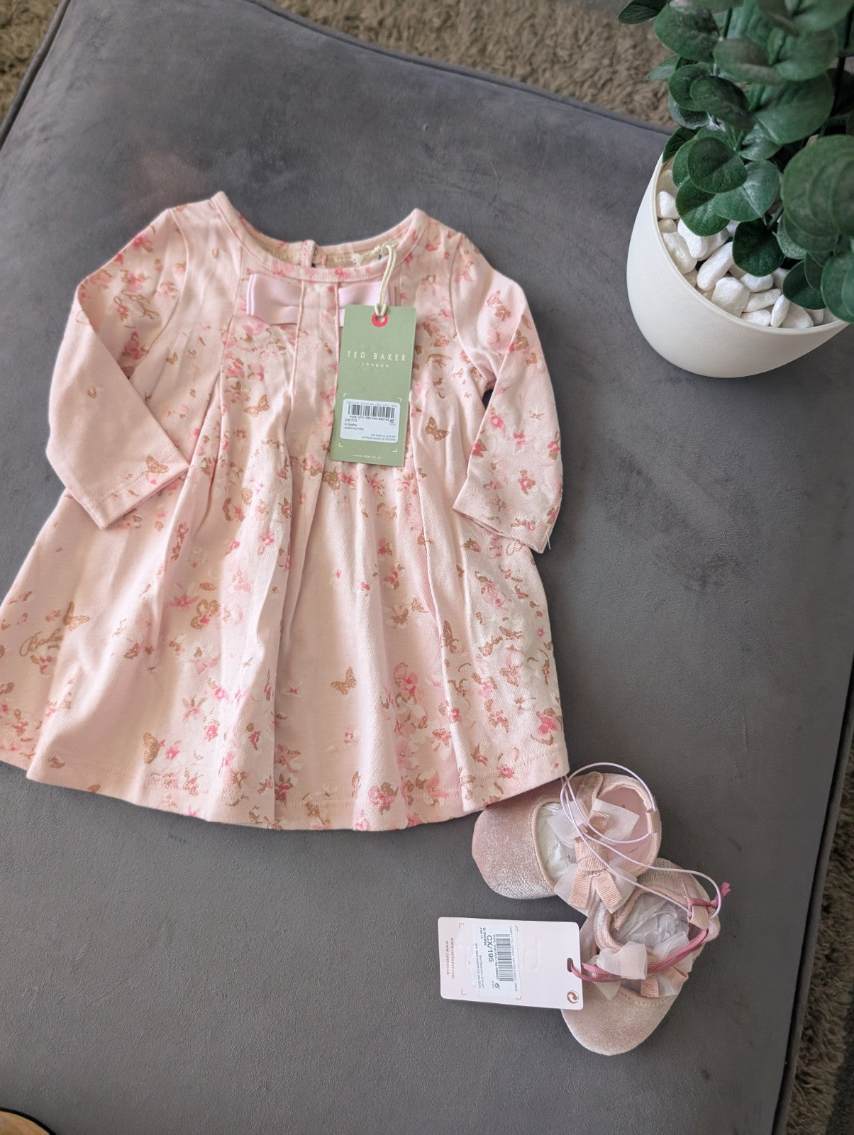 New Ted Baker Baby Girl Dress + Shoes Outfit Set Gift Frill 0-3m Floral Magical