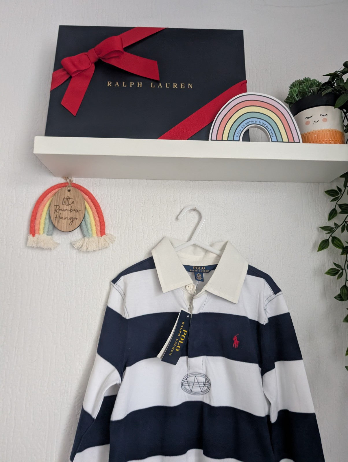 New Ralph Lauren Polo Rugby Style Stripe Dress Navy Blue Size Girls M 8-10 Gift