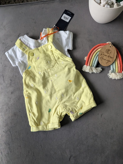 New Ted Baker Baby Boy Occasion Dungaree All In One Yellow Smart Romper Newborn