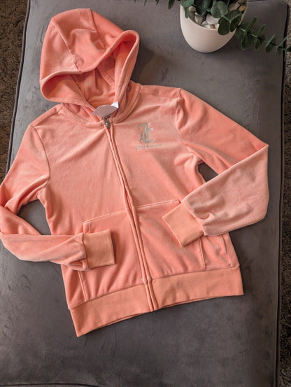 New Juicy Couture Kids Full Zip Track Jacket Peach Pink  Girl's Age 10/11