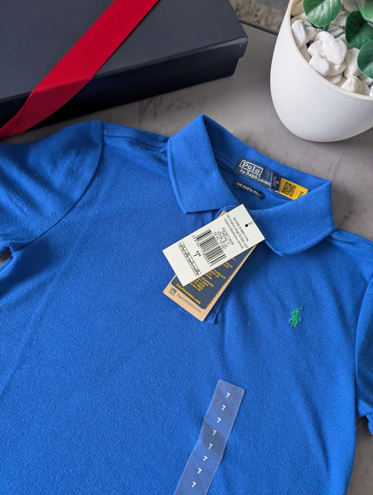 New Blue Polo By Ralph Lauren “The Earth Polo” Green  Classic Fit -Size 7 BNWT