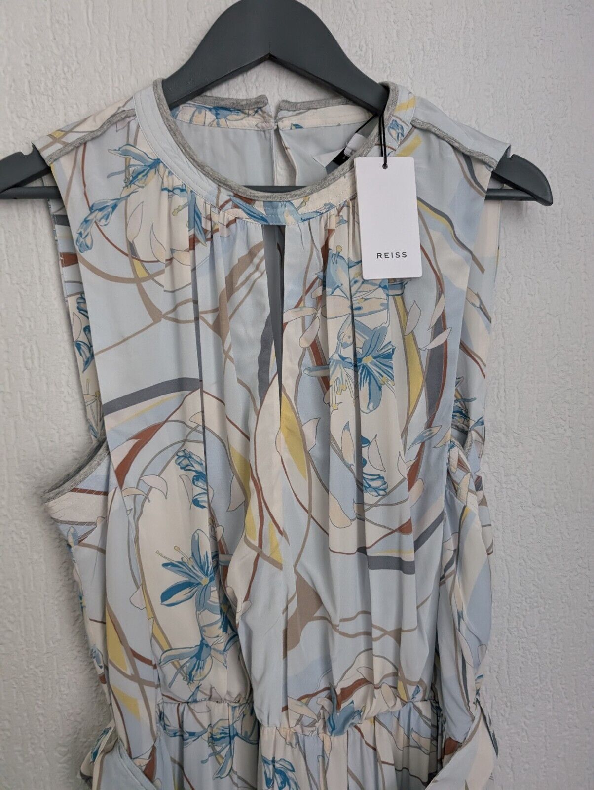 BNWT Reiss Vienna swirl print mini dress size 12 blue grey floral rrp£185 Formal