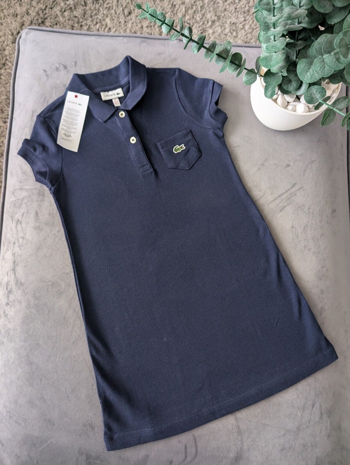 New Lacoste Girls Pique Polo Dress Navy Blue Tennis Dress Smart occasion Gift £70 6Y