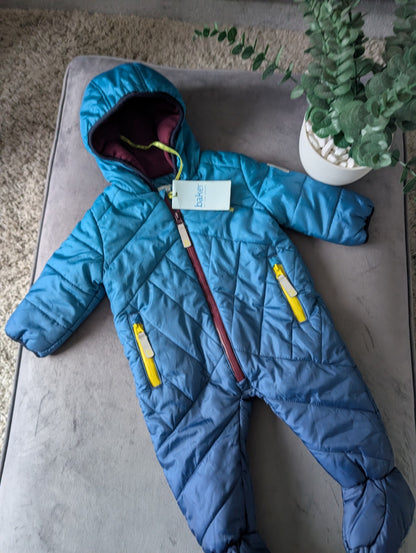 New Baby Boy Ted Baker Snowsuit All In One Suit 3-6 Months Blue ombre Fleece