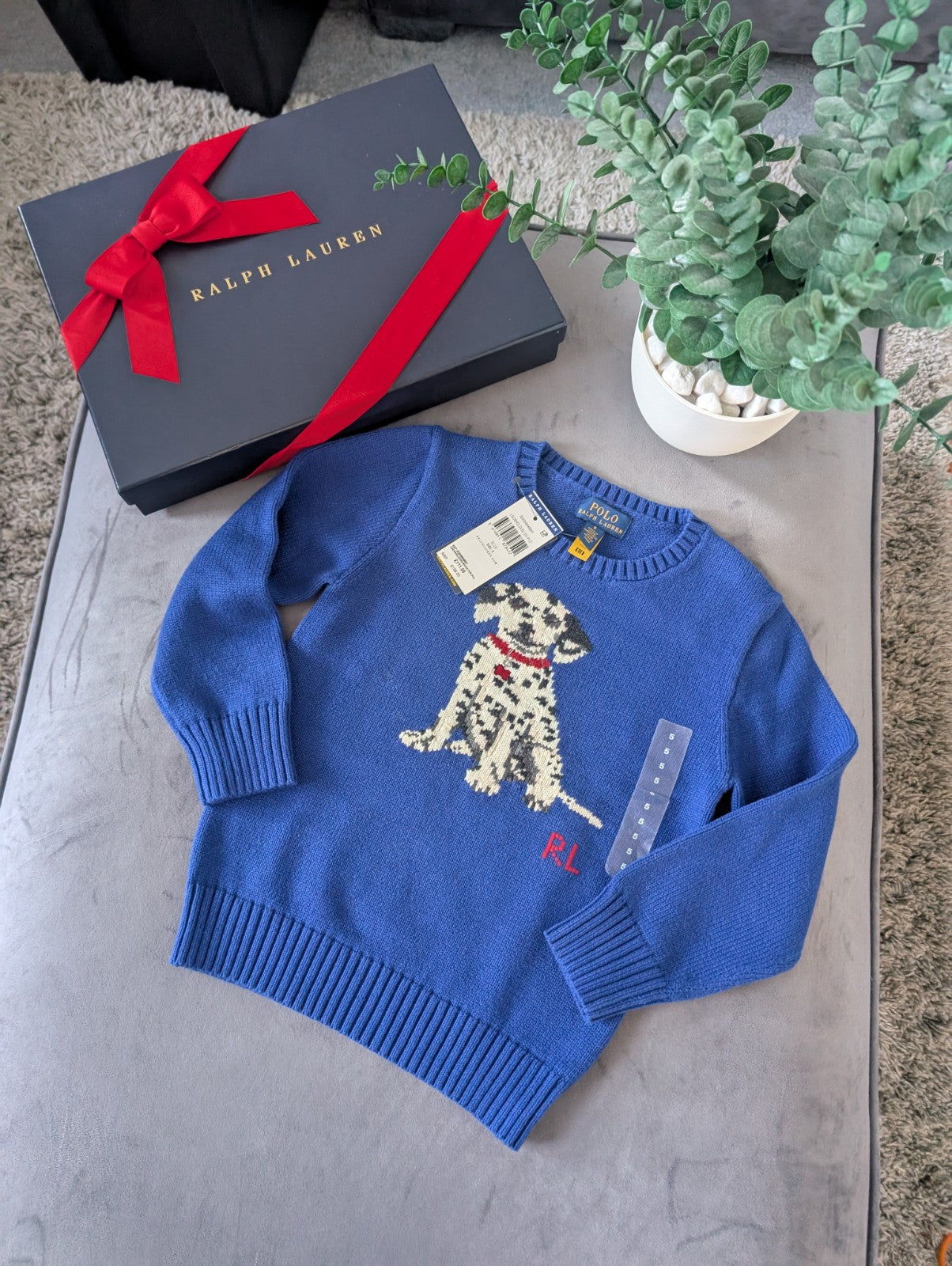 New Gorgeous Kids Ralph Lauren Dog Dalmatian Puppy Knitted Jumper Size 5yrs Gift