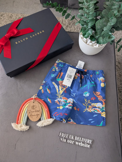 New Ralph Lauren Baby Boys Teddy Bear Swim Shorts Summer Holiday 18-24m Gift