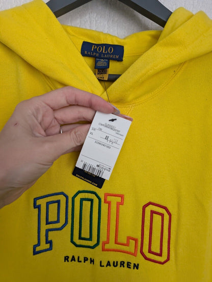 new Ralph Lauren classic yellow rainbow polo hoodie age 15yr / adult XS/S polo