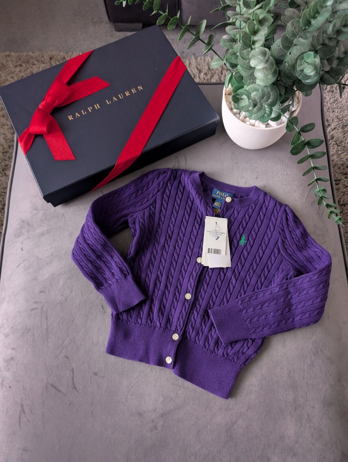 New Ralph Lauren Girls Knitted Cardigan 4 Years BNWT Gift Smart Deep Purple