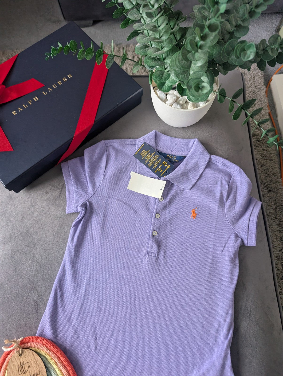 New Ralph Lauren Girls Polo Shirt Short Sleeve Purple Age 8 Smart Casual Gift