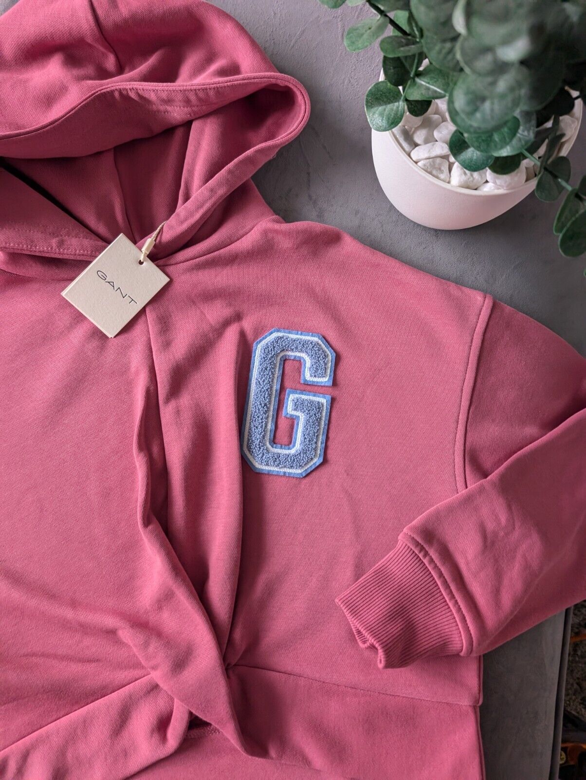 New GANT Girls knot front pink hoodie jumper pink knot g new £79  Gift 11-12