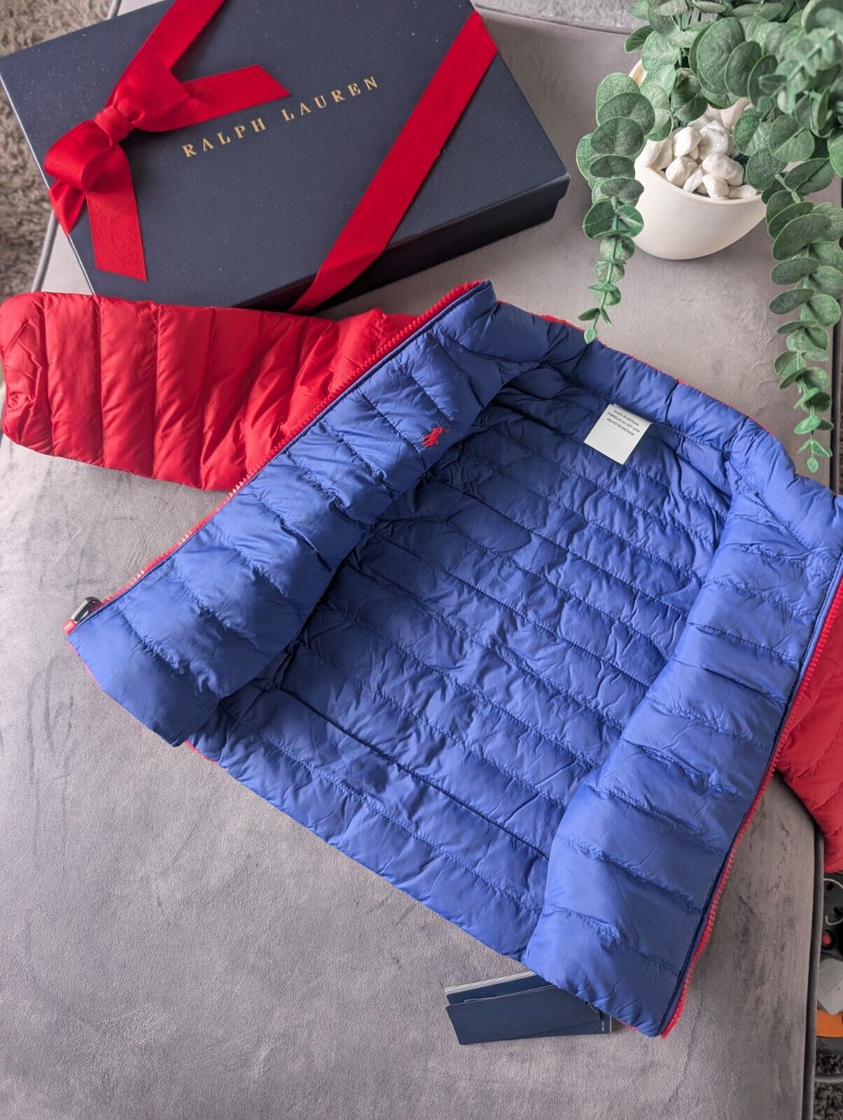 New Ralph Lauren Boys P-Layer 2 Reversible Jacket Coat Red Blue All Weather 3yrs