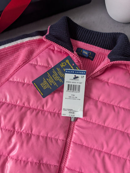 New Ralph Lauren Girls Pink Hybrid Knit Jacket Cotton Blend 16y £94 Gift Coat