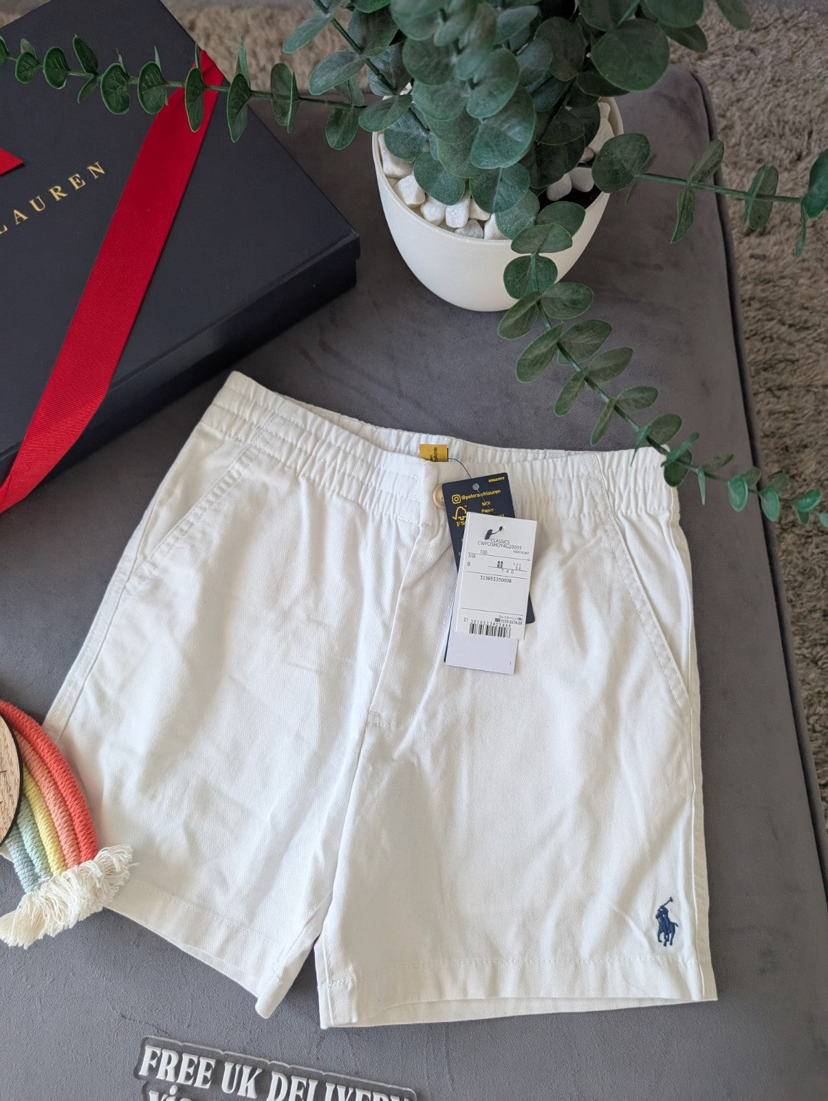 New Ralph Lauren Boys Beige Chino Short Lightweght Summer 7-8yrs Casual Smart