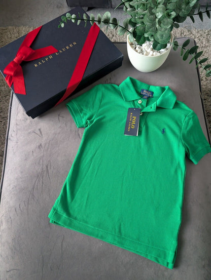 New Ralph Lauren Boys Green Plain Polo T Shirt Age 4yr Smart Gift Casual Logo