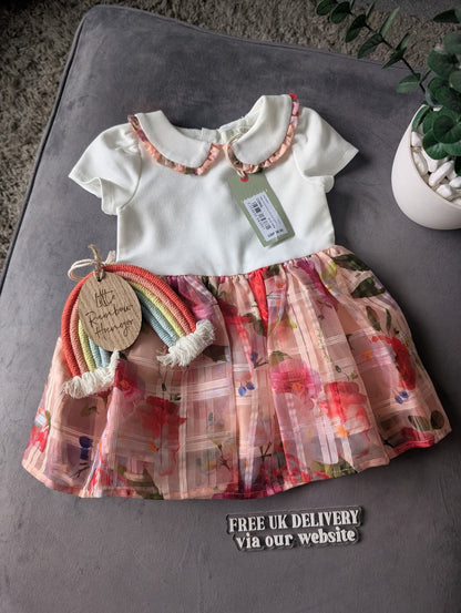 New Ted Baker Baby Girls Floral Tulle Occasion Dress Floaty 9-12m Gift Spring