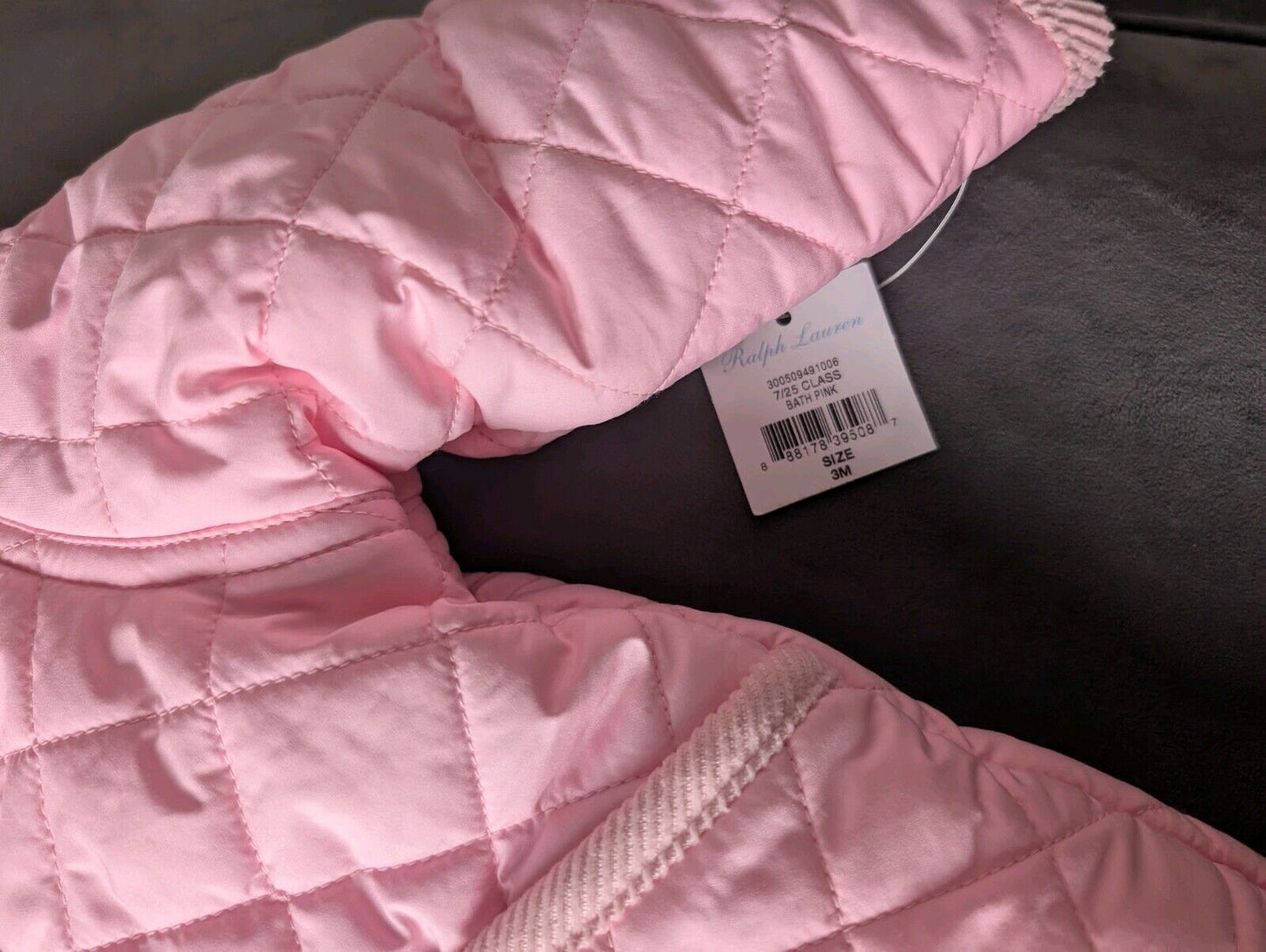 New ralph lauren Baby Pink quilted fleece lined pram suit snowsuit 0-3m Gift