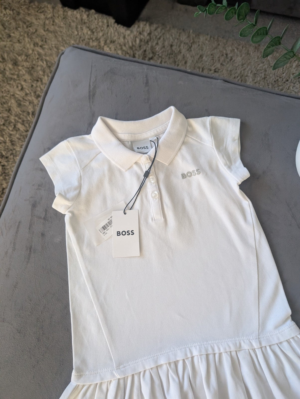 New Hugo Boss Girls White Smart Frill Tennis Polo Dress Age 4 Summer Vibe Gift