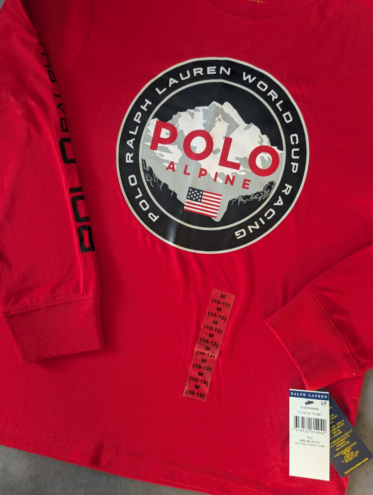 New Ralph Lauren Boys Red Smart Pony Logo Ralph T Shirt Long Sleeve 10-12yrs