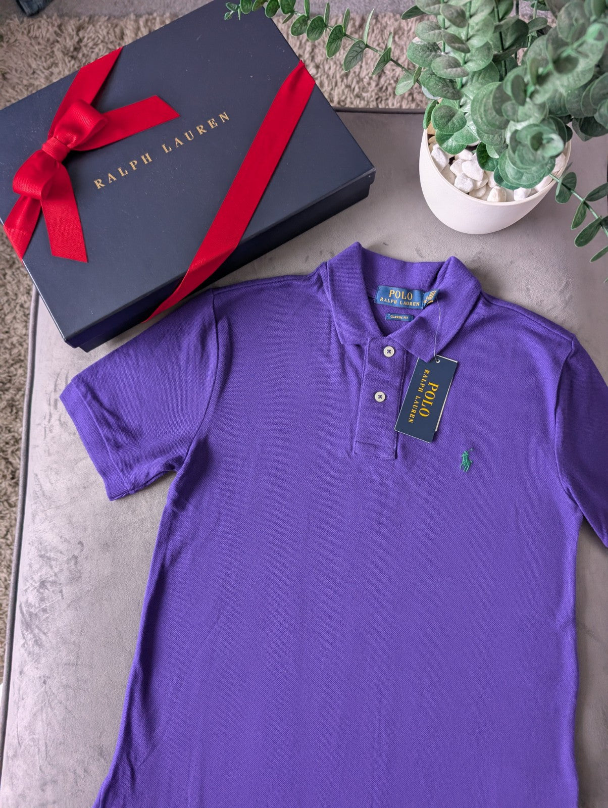 New Ralph Lauren Plain Smart Purple  Short Sleeve Polo Gift Occasion 10y Boys