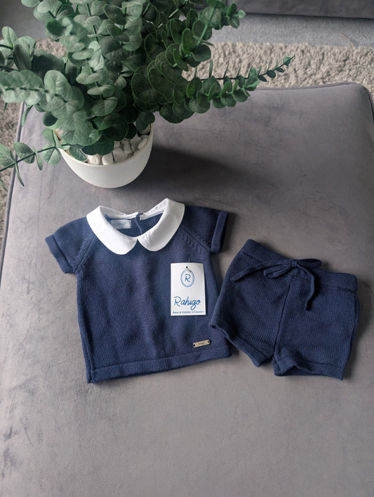 New Gorgeous Brown Navy Knit Rahigo Knit Two Piece set Spanish Age 3 Months