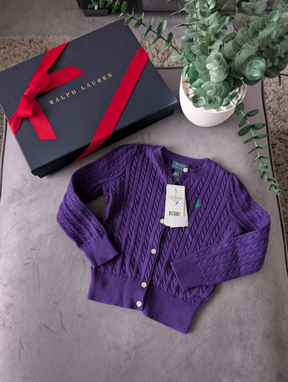 New Ralph Lauren Girls Knitted Cardigan 4 Years BNWT Gift Smart Deep Purple