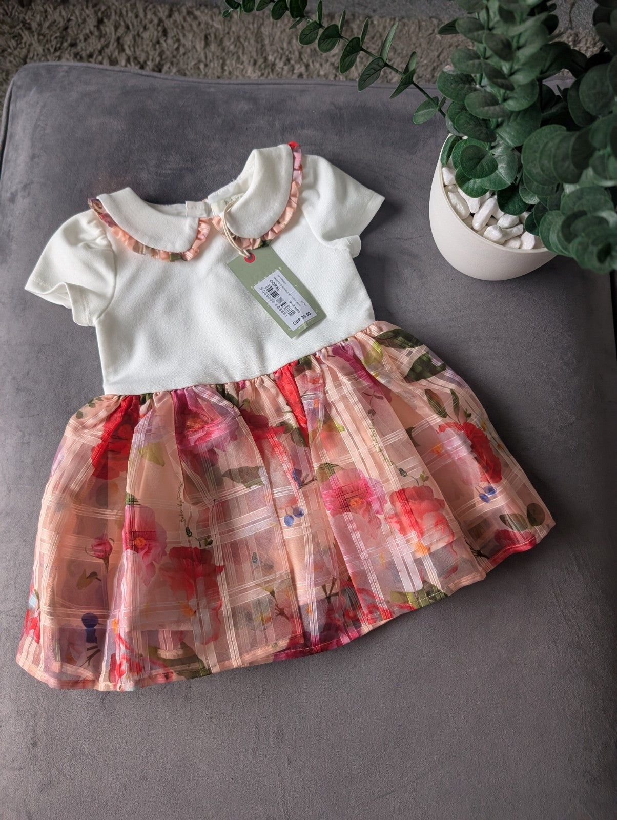 New Ted Baker Baby Girls Floral Tulle Occasion Dress Floaty 9-12m Gift Spring