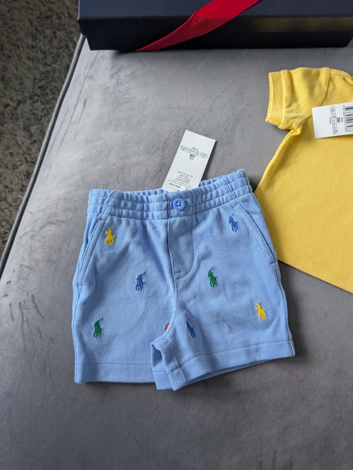 New polo Ralph Lauren baby Polo Shirt Yellow + Pony Embroidery Shorts 3m gift