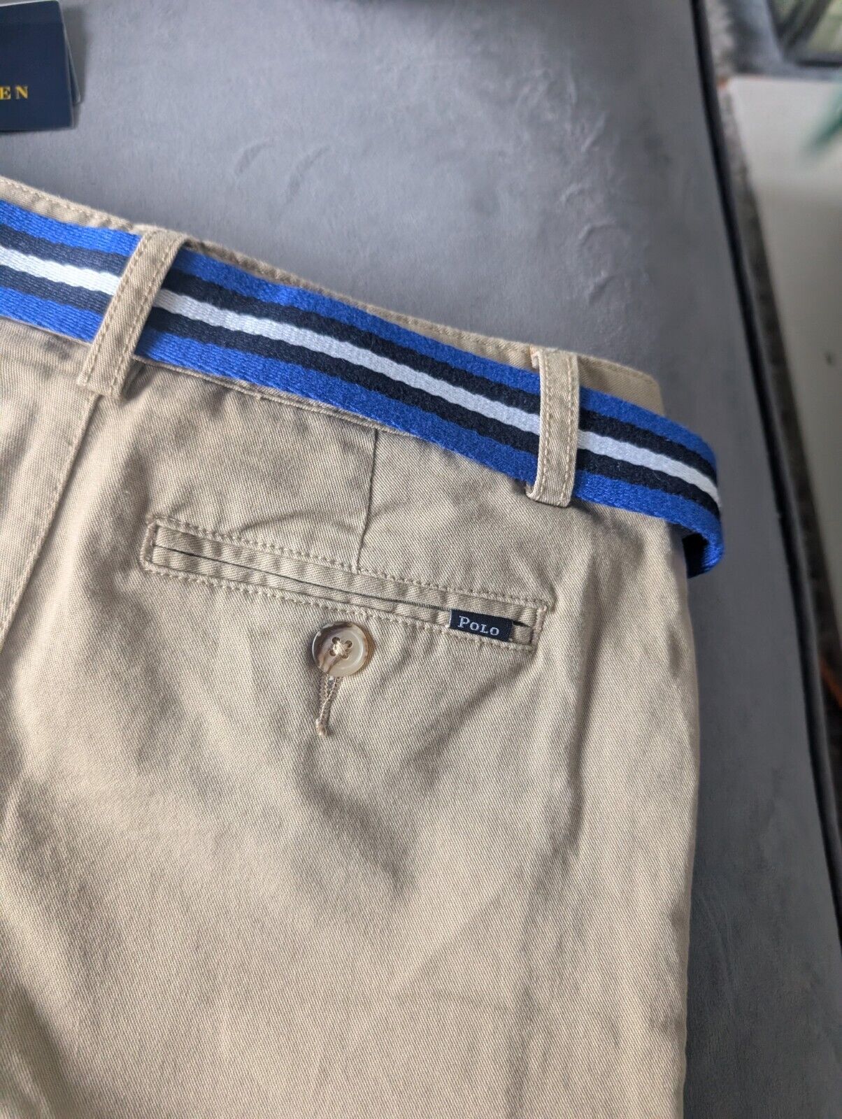 New Ralph Lauren Boys Beige Chino Shorts + Belt Smart Gift Age 10 Casual Summer