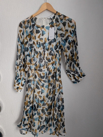 New Stunning Reiss Molly Ink Printed Mini Fit And Flare Dress UK 8 £195 Occasion