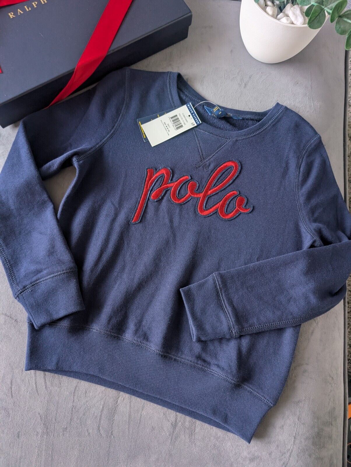 New Gorgeous Ralph Lauren Polo Embroidery Navy Red Girls Jumper Gift Age 8-10yr