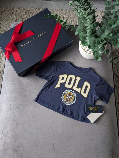 New Cute Gift Ralph Lauren girls Navy polo Logo T-Shirt Crop Cute Sporty 2yrs