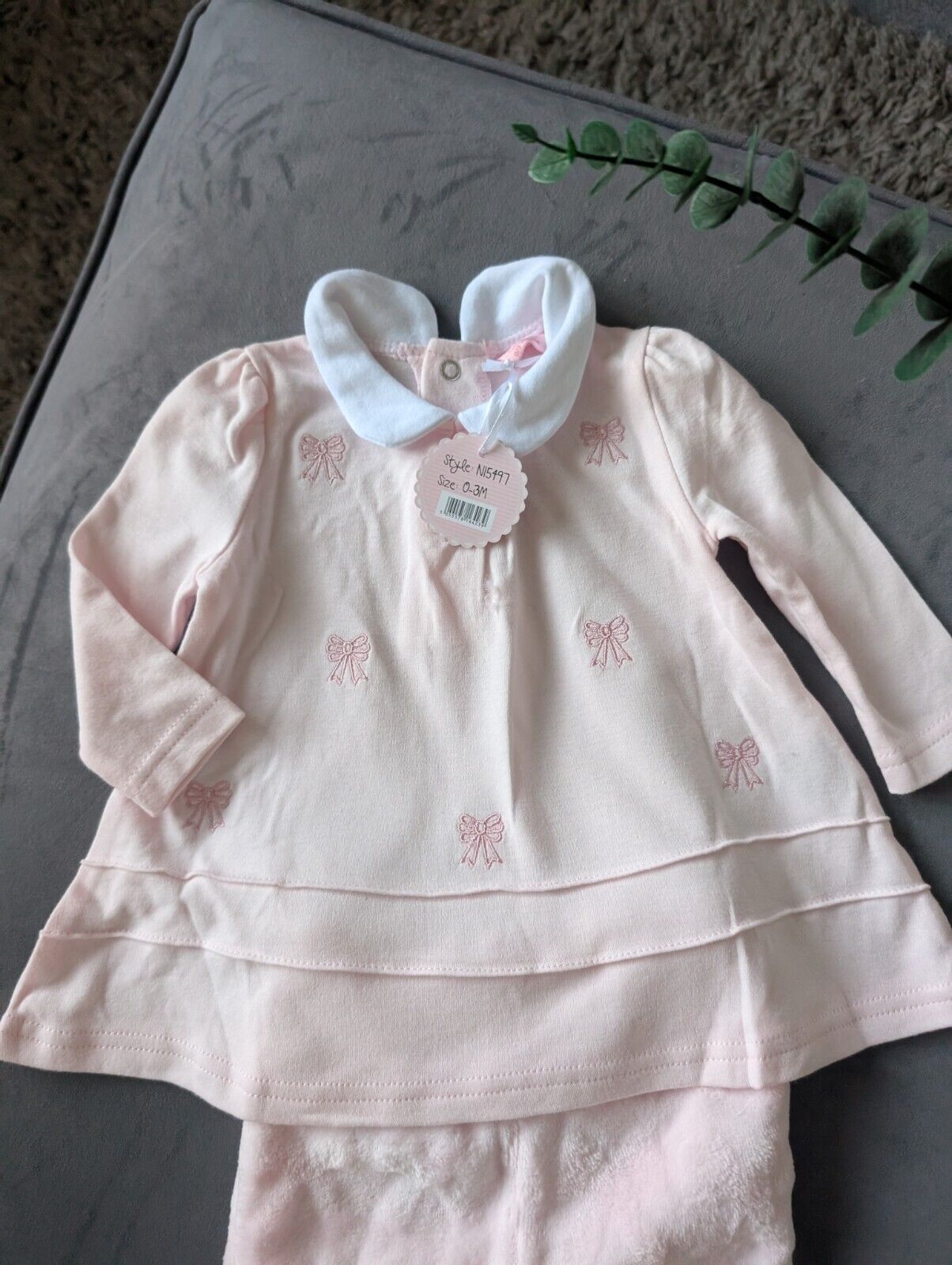 New Rock A Bye Baby Boutique Baby Girls Pink Bows Fleece Outfit Set 0-3m Gift