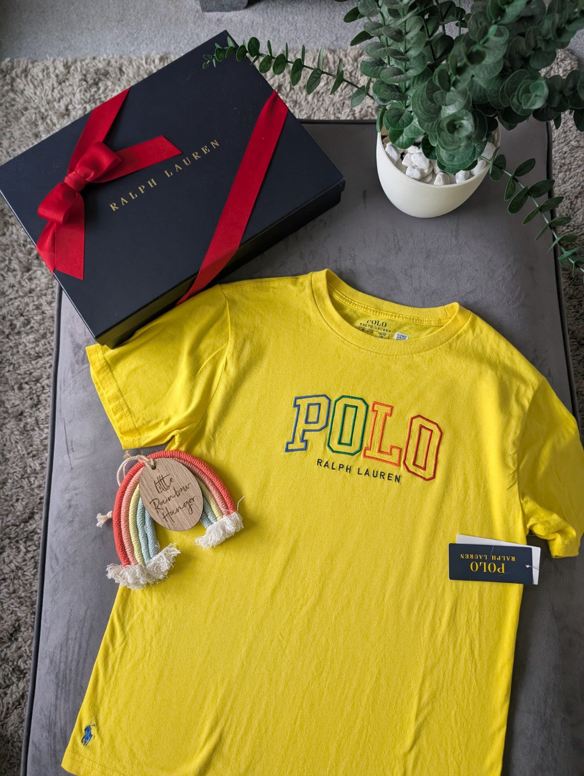 New Ralph Lauren Boys Embroidery Graphic Logo T Shirt Yellow 10-12y Gift Casual